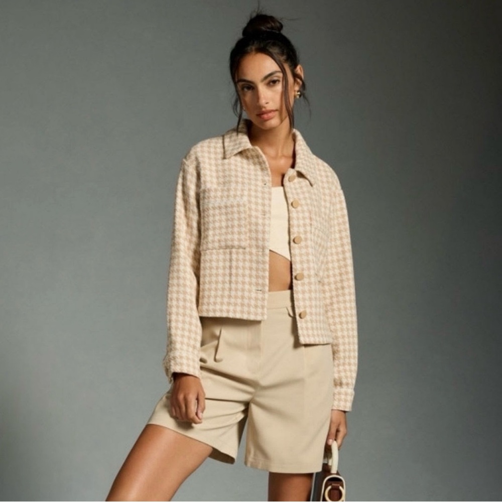 NWOT Dolan Left Coast Collection x Anthropologie Cropped Houndstooth Jacket -M